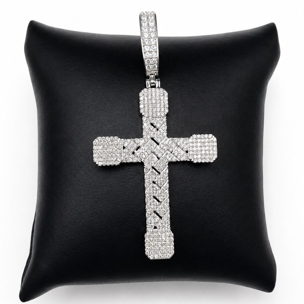 925 Sterling Silver 3.20CT Ice-Out MOISSANITE Cross Men’s Pendant